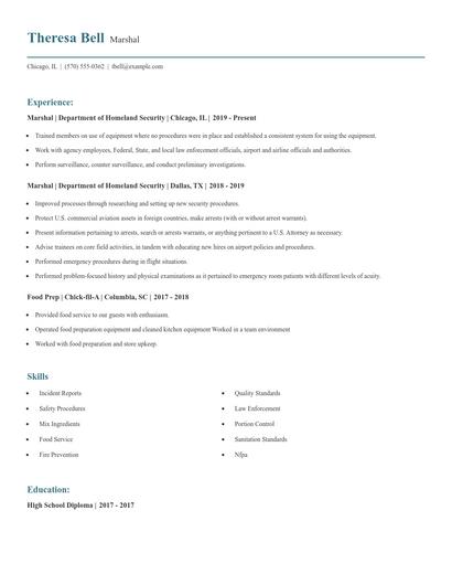 Marshal Resume