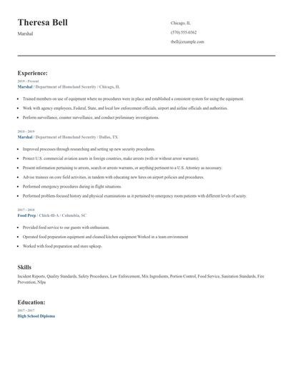Marshal Resume