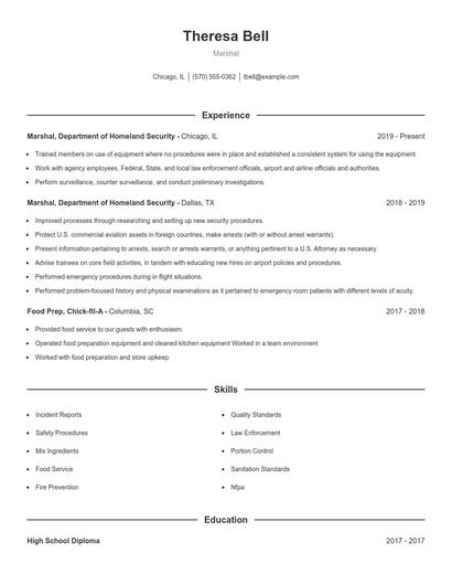 Marshal Resume