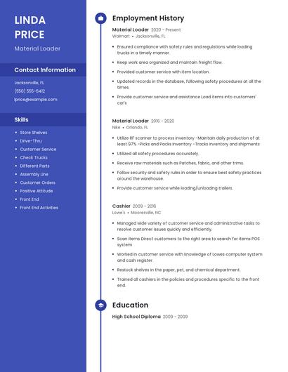 Material Loader Resume