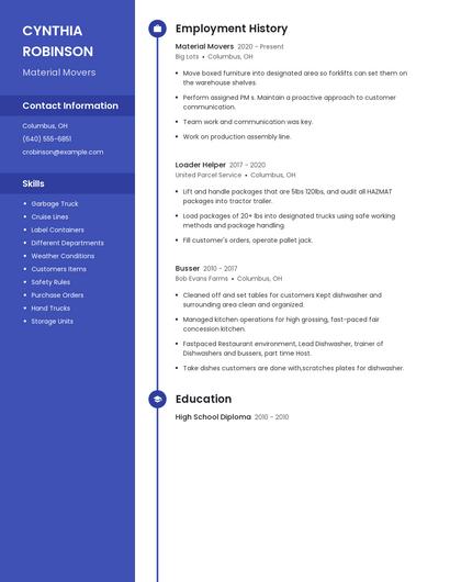 Material Movers Resume