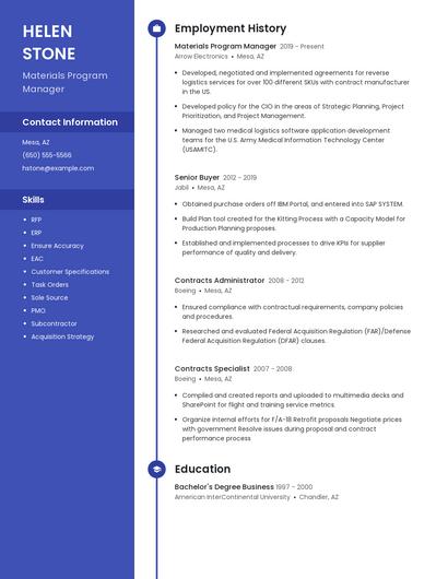 Materials Program Manager Resume