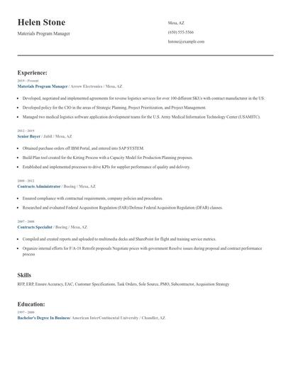 Materials Program Manager Resume