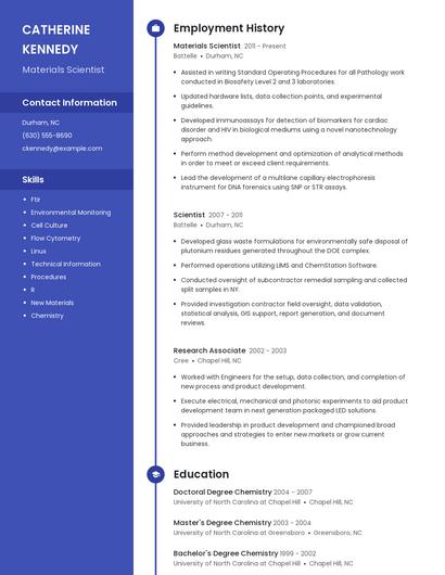 Materials Scientist Resume