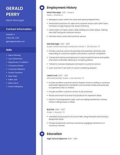 Meat Manager Resume