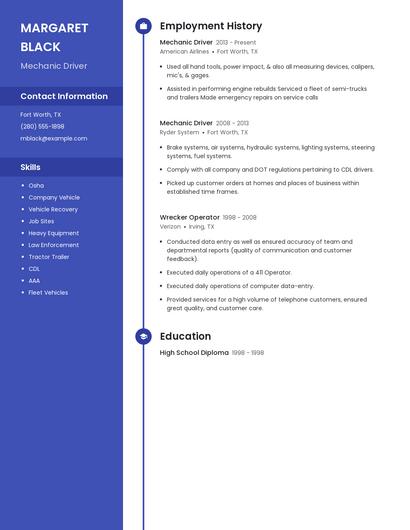 Mechanic Driver Resume