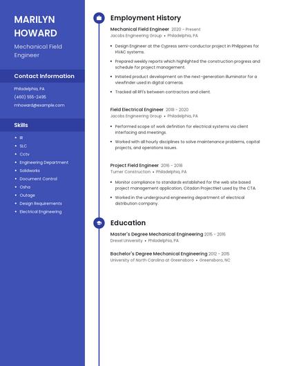 Mechanical Field Engineer Resume