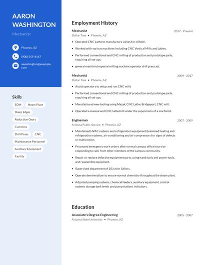 Mechanist Resume