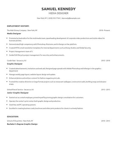 Media Designer Resume