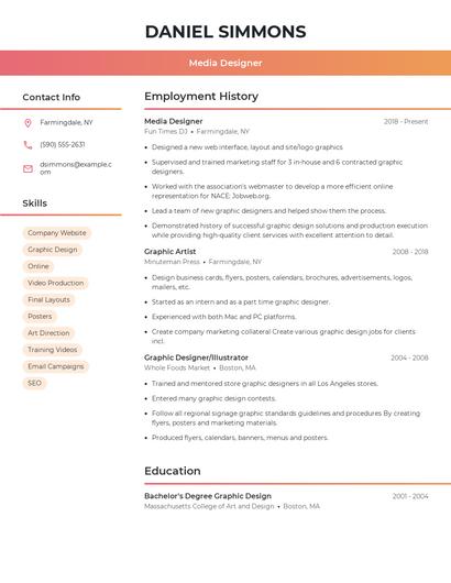 Media Designer Resume