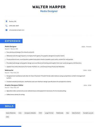 Media Designer Resume