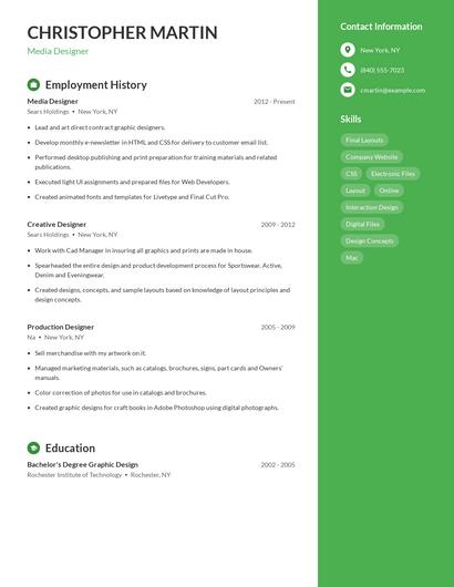 Media Designer Resume