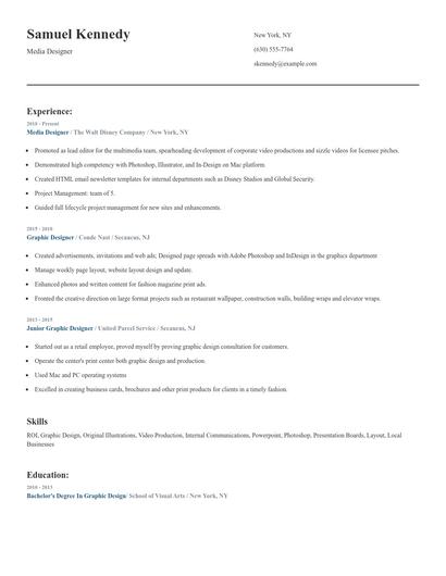 Media Designer Resume