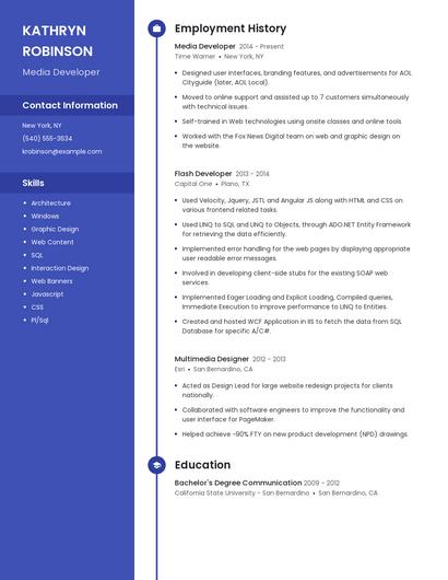 Media Developer Resume