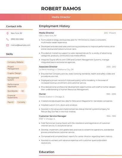 Media Director Resume