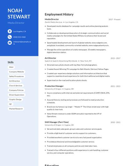 Media Director Resume