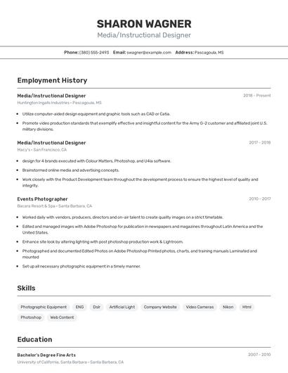 Media/Instructional Designer Resume