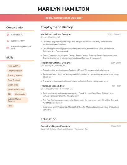 Media/Instructional Designer Resume