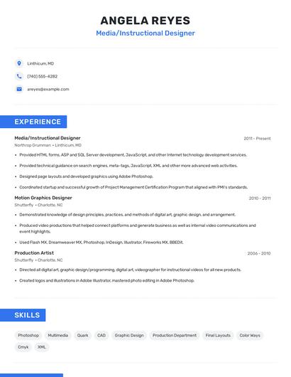Media/Instructional Designer Resume