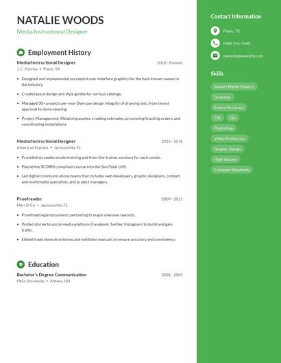 Media/Instructional Designer Resume