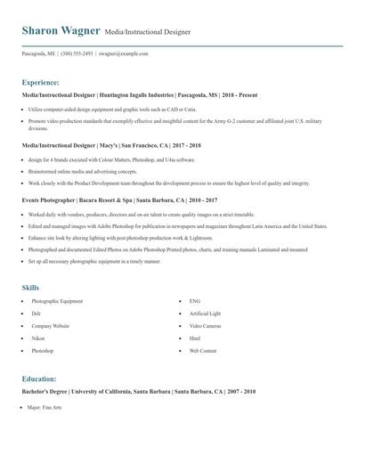 Media/Instructional Designer Resume
