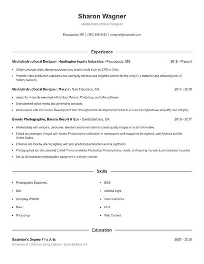 Media/Instructional Designer Resume
