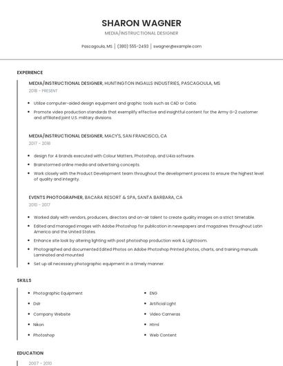 Media/Instructional Designer Resume