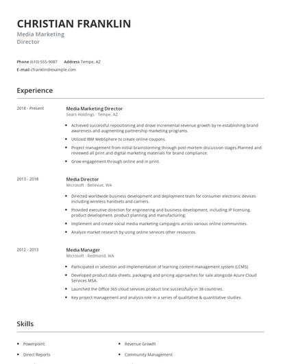 Media Marketing Director Resume