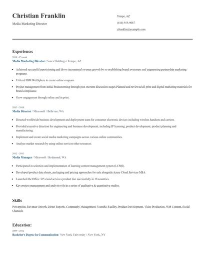 Media Marketing Director Resume
