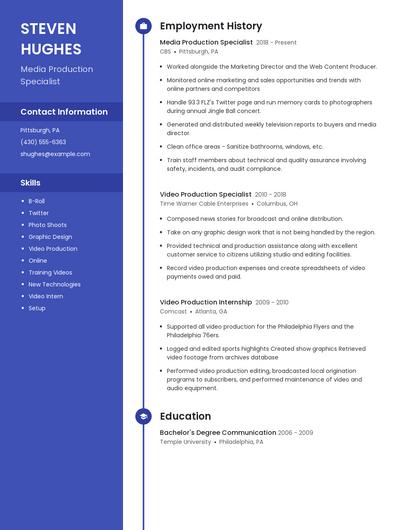 Media Production Specialist Resume