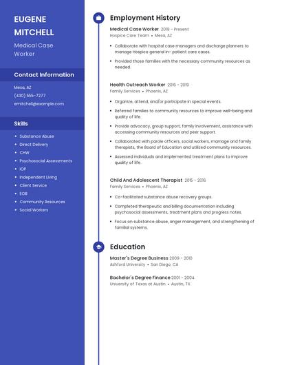 Medical Case Worker Resume