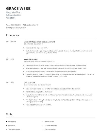 Medical Office Administrative Assistant Resume