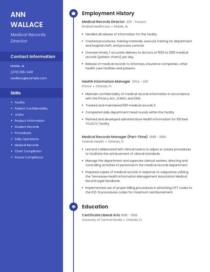 Medical Records Director Resume