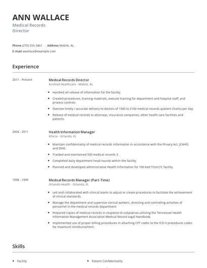 Medical Records Director Resume