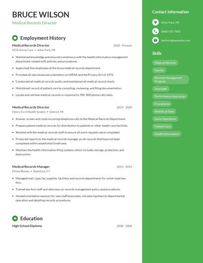 Medical Records Director Resume