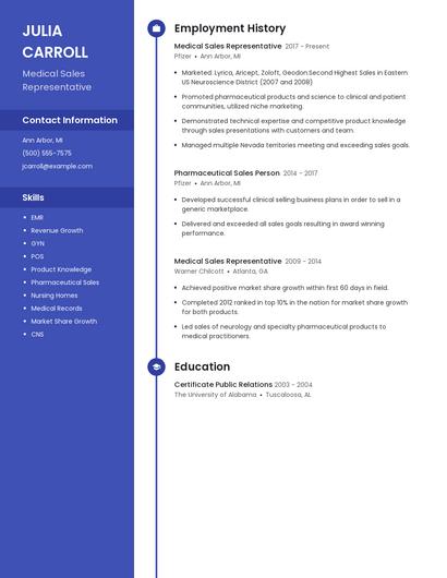 Medical Sales Representative Resume