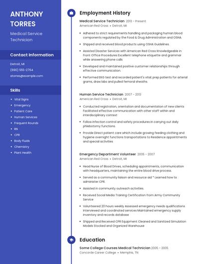 Medical Service Technician Resume