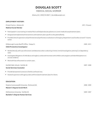 Medical Social Worker Resume