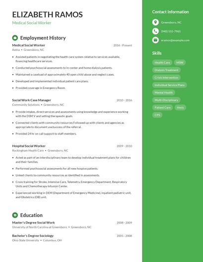 Medical Social Worker Resume