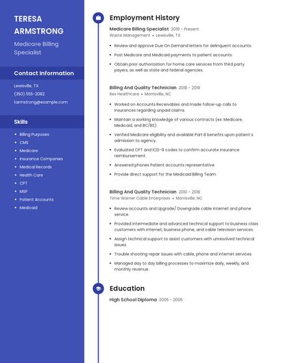 Medicare Billing Specialist Resume