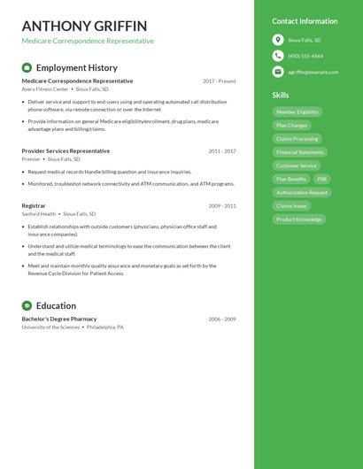 Medicare Correspondence Representative Resume