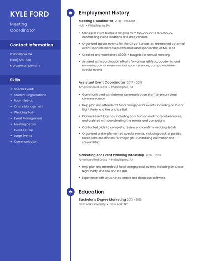 Meeting Coordinator Resume