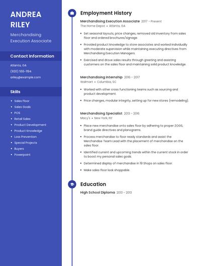 Merchandising Execution Associate Resume