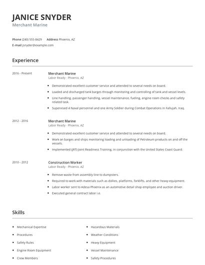 Merchant Marine Resume