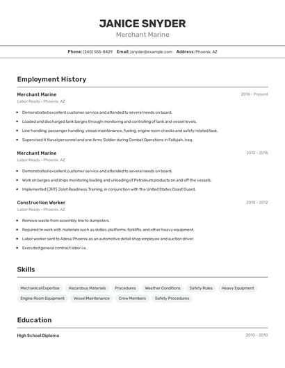 Merchant Marine Resume