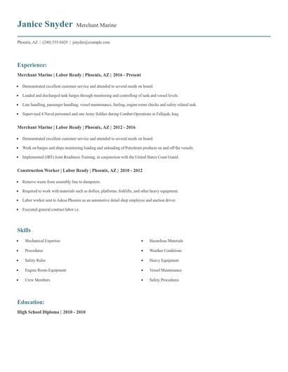 Merchant Marine Resume