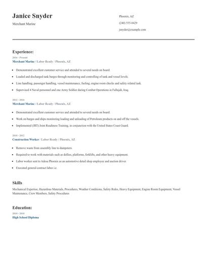 Merchant Marine Resume