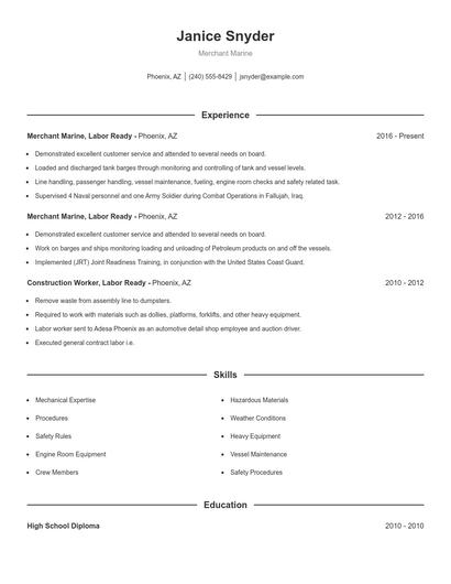Merchant Marine Resume