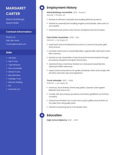 Metal Buildings Assembler Resume