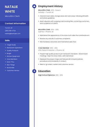 Microfilm Clerk Resume